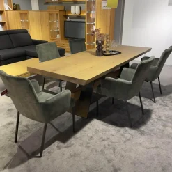 Musterring Stuhlsets|5er Set Stuhlwerk 2 Bezug Stoff Uni Adore Hunter Grau 4 Fuß Gestell Umbragrau