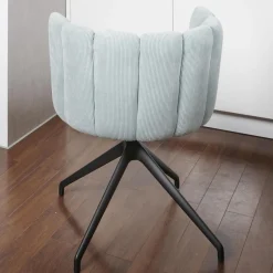 KFF Stuhlsets|2-er Stuhlgruppe Gaia Rücken Stoff Lisboa 18 Sitz Leder Silk Dark Olive 182 4-Fuß Sterngestell Schwarz