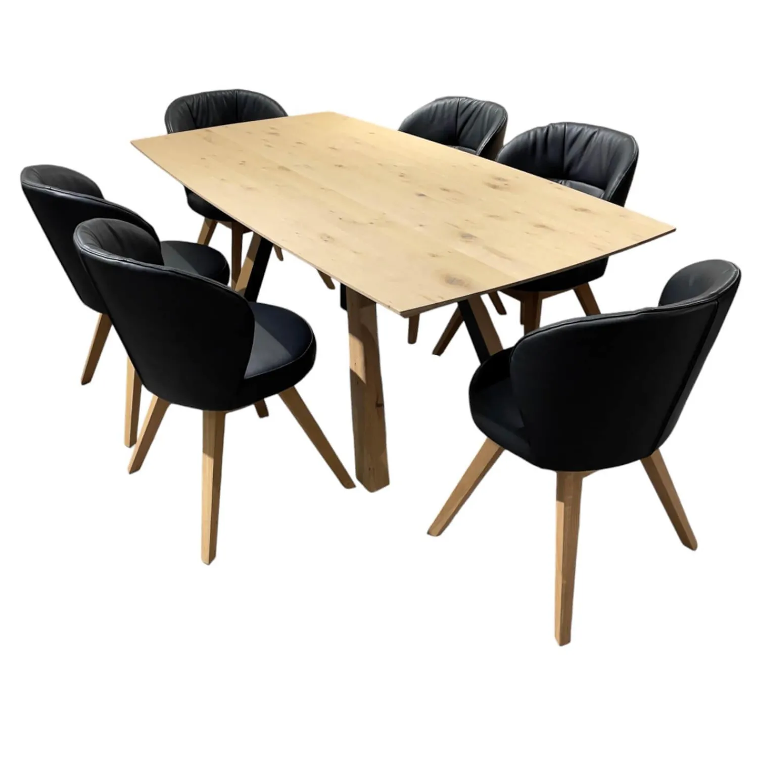 Hartmann Stuhlsets|6er Stuhlset Romy Bezug Leder 40 16 Gestell Kerneiche Natur Massiv Ohne Tisch