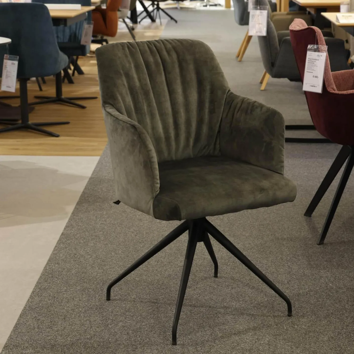 Mobitec Stuhlsets|6er-Ser Set Stuhl 5110 Stoff Genova Forest Grau Gestell Metall Schwarz