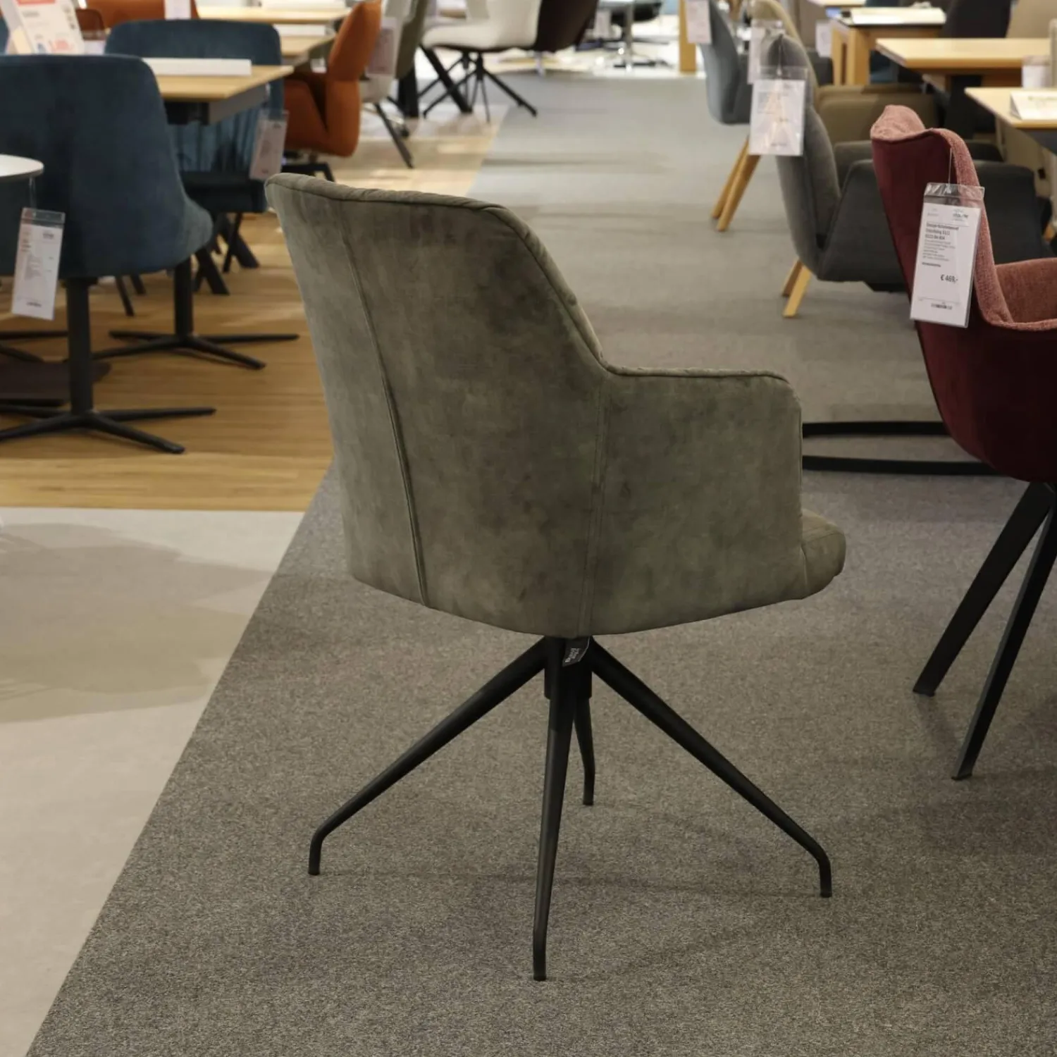 Mobitec Stuhlsets|6er-Ser Set Stuhl 5110 Stoff Genova Forest Grau Gestell Metall Schwarz