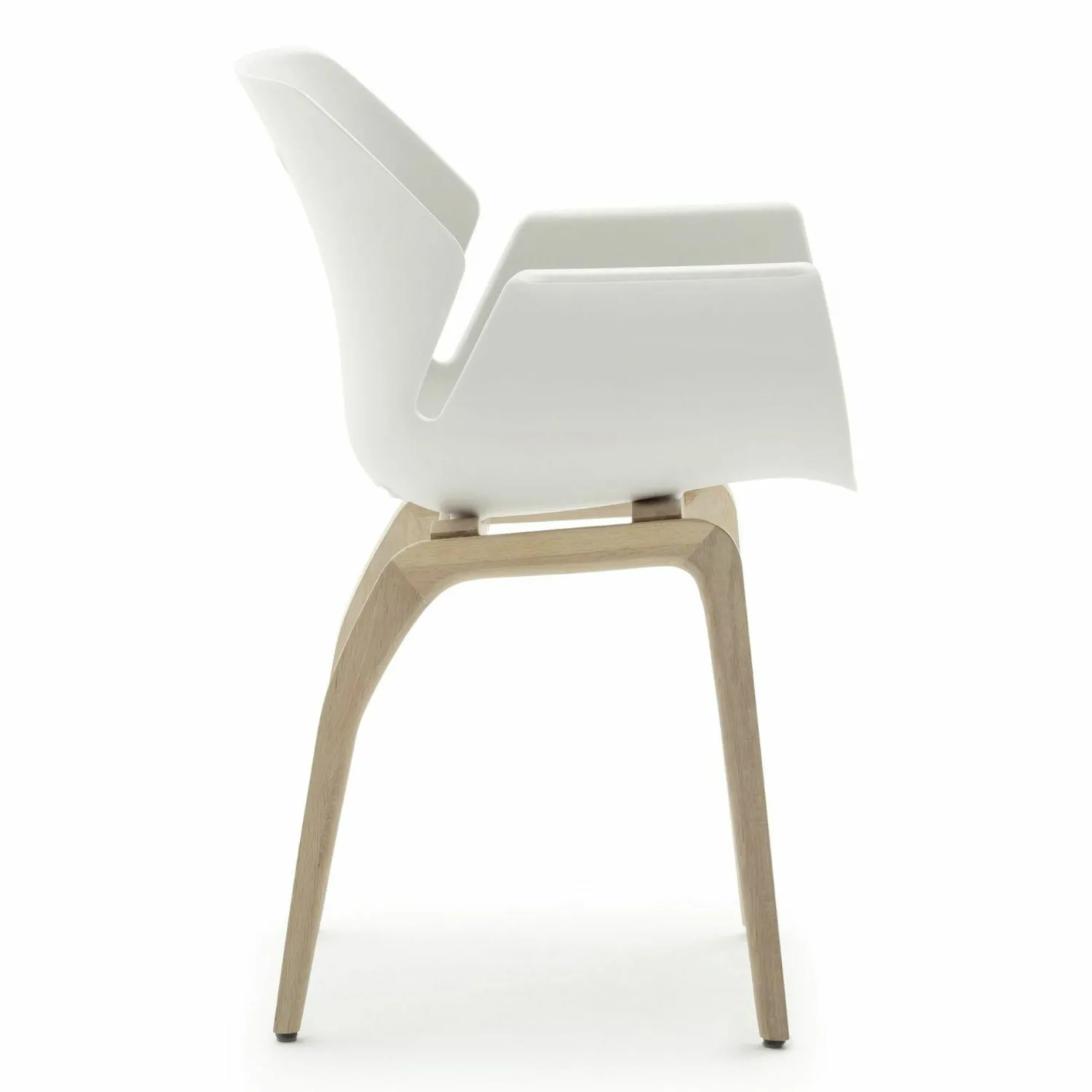 Raum.Freunde Stuhlsets|4er-Set Armelhnstuhl Tooon Kunststoff Weiß Gestell New Oak