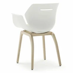 Raum.Freunde Stuhlsets|4er-Set Armelhnstuhl Tooon Kunststoff Weiß Gestell New Oak