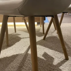 Scholtissek Stuhlsets|4er-Set Armlehnpolsterstuhl Kasaar Leder Prestige M 131 Kiesel Gestell Eiche Puro Geölt