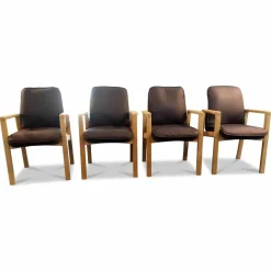 Dyrlund Stuhlsets|4er-Set Armlehnstühle Leder 508 Dark Brown Gestell Lackiert