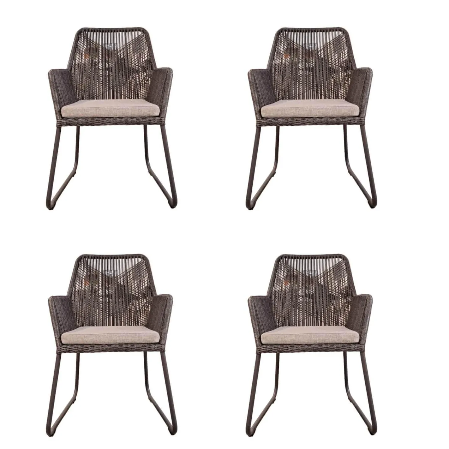 Sit Mobilia Gartenstühle|4er-Set Armlehnstuhl Allanis Bezug Stoff Copacabana White Grey 165 Grau Kufengestell Aluminium Anthrazit