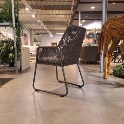 Sit Mobilia Gartenstühle|4er-Set Armlehnstuhl Allanis Bezug Stoff Copacabana White Grey 165 Grau Kufengestell Aluminium Anthrazit