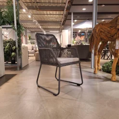 Sit Mobilia Gartenstühle|4er-Set Armlehnstuhl Allanis Bezug Stoff Copacabana White Grey 165 Grau Kufengestell Aluminium Anthrazit