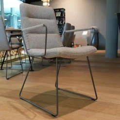 KFF Stuhlsets|6er-Set Armlehnstuhl Arva Light Bezug Stoff Hallingdal 116 Grau Drahtkufengestell Eisenblank Einschichtlack