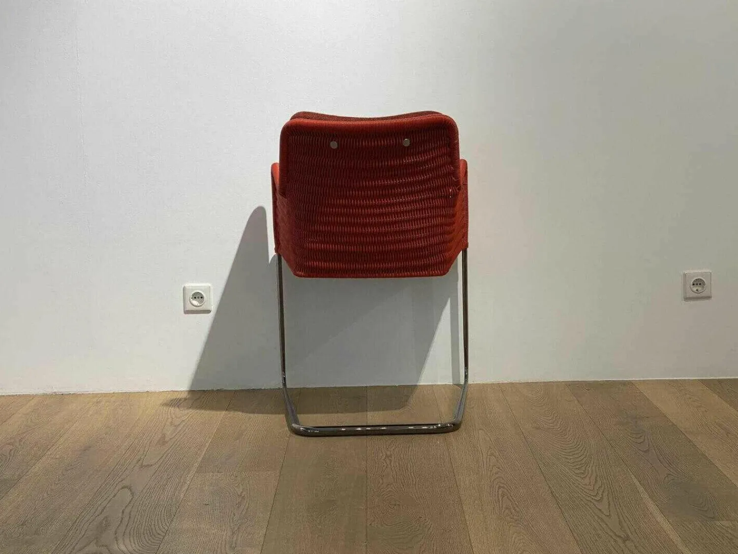 Tecta Stuhlsets|4er-Set Armlehnstuhl D43 Geflecht Rot Sitzkissen Leder Rückenkissen Stoff