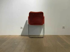 Tecta Stuhlsets|4er-Set Armlehnstuhl D43 Geflecht Rot Sitzkissen Leder Rückenkissen Stoff