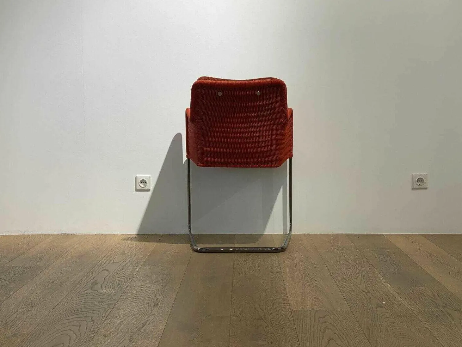 Tecta Stuhlsets|4er-Set Armlehnstuhl D43 Geflecht Rot Sitzkissen Leder Rückenkissen Stoff