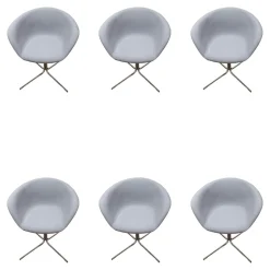 Arper Stuhlsets|6er-Set Armlehnstuhl Duna 02 Kunstleder Valencia Spradling VL04.045 Grau Spinnenfuß Cro Stahl Verchromt Drehbar