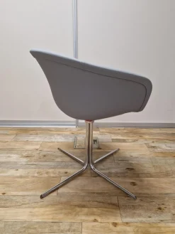 Arper Stuhlsets|6er-Set Armlehnstuhl Duna 02 Kunstleder Valencia Spradling VL04.045 Grau Spinnenfuß Cro Stahl Verchromt Drehbar