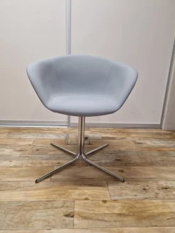 Arper Stuhlsets|6er-Set Armlehnstuhl Duna 02 Kunstleder Valencia Spradling VL04.045 Grau Spinnenfuß Cro Stahl Verchromt Drehbar