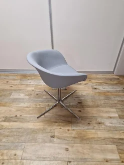 Arper Stuhlsets|6er-Set Armlehnstuhl Duna 02 Kunstleder Valencia Spradling VL04.045 Grau Spinnenfuß Cro Stahl Verchromt Drehbar