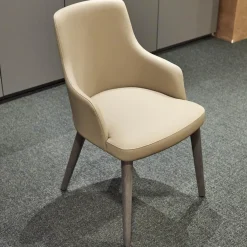 San Giacomo Stuhlsets|2er-Set Armlehnstuhl Eva Bezug Kunstleder A Talpa Beige Gestell Eiche Grigio Grau