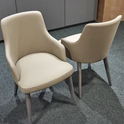 San Giacomo Stuhlsets|2er-Set Armlehnstuhl Eva Bezug Kunstleder A Talpa Beige Gestell Eiche Grigio Grau