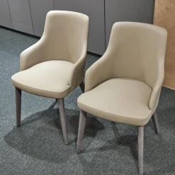 San Giacomo Stuhlsets|2er-Set Armlehnstuhl Eva Bezug Kunstleder A Talpa Beige Gestell Eiche Grigio Grau