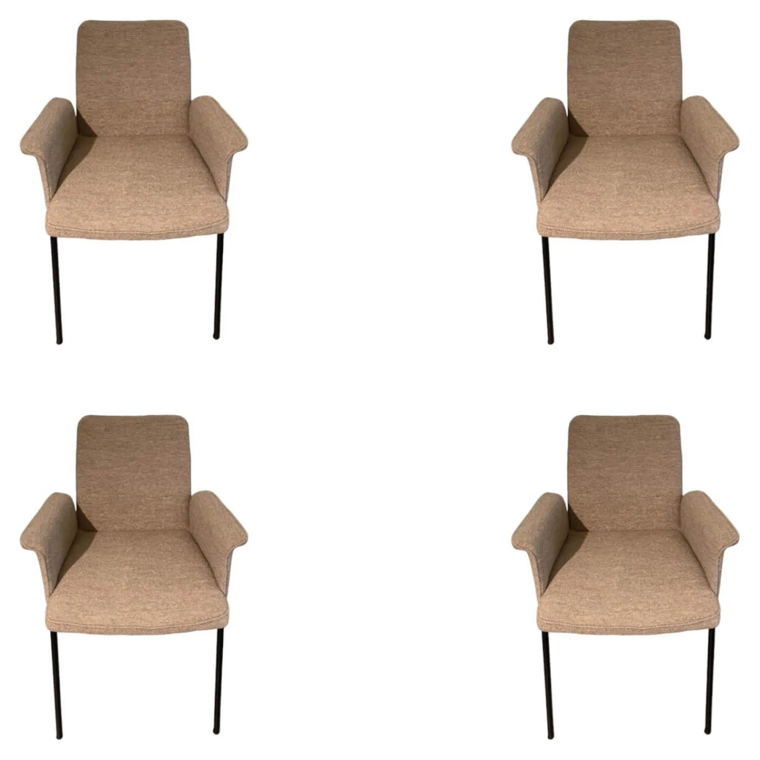 Christine Kröncke Stuhlsets|4er-Set Armlehnstuhl Jaro 200 Stoff 071 Ash Beige Grau Gestell Schwarz Gepulvert