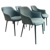 Mobliberica Stuhlsets|4er-Set Armlehnstuhl Kedua 4061 Bezug Stoff Bel-321 A Blau Metallfuß Dreieckig Petrol Dunkelblau
