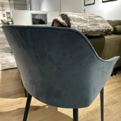 Mobliberica Stuhlsets|4er-Set Armlehnstuhl Kedua 4061 Bezug Stoff Bel-321 A Blau Metallfuß Dreieckig Petrol Dunkelblau