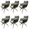 Nouvion Stuhlsets|6er-Set Armlehnstuhl Leder Idaho Graphit Grau Sparkfuß Stahl Schwarz Drehbar