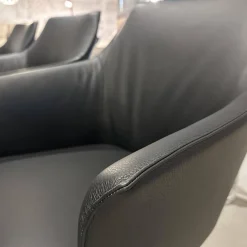 Leolux Stuhlsets|6er-Set Armlehnstuhl Mara Cruz Leder Senso 1000 Schwarz Gestell Metall Epoxy Granite Anthrazit Matt