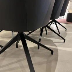 Leolux Stuhlsets|6er-Set Armlehnstuhl Mara Cruz Leder Senso 1000 Schwarz Gestell Metall Epoxy Granite Anthrazit Matt