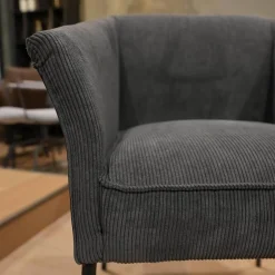 KFF Stuhlsets|4er-Set Armlehnstuhl Milo Bezug Innen Stoff Lisboa 1 Grau Außen Leder Glove Schwarz Gestell Struktur Anthrazit