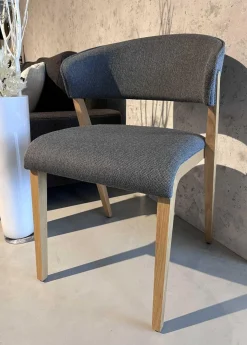 Hülsta Stuhlsets|2er-Set Armlehnstuhl S 500 Stoff 4503 Grau Füße Eiche