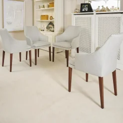 Bielefelder Werkstätten Stuhlsets|4er-Set Armlehnstuhl Saloni Bezug 1602-15 Gestell Nussbaum Geölt