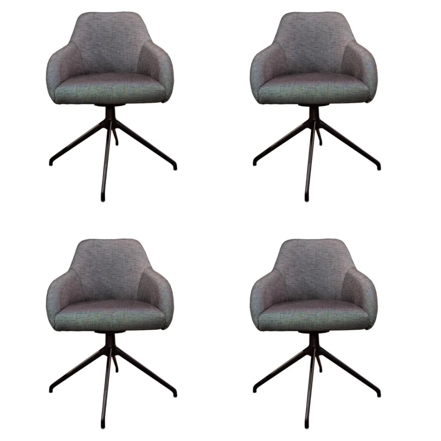 Stern Gartenstühle|4er-Set Armlehnstuhl Turn Outdoorstoff Seidenschwarz Gestell Aluminium Schwarz Matt