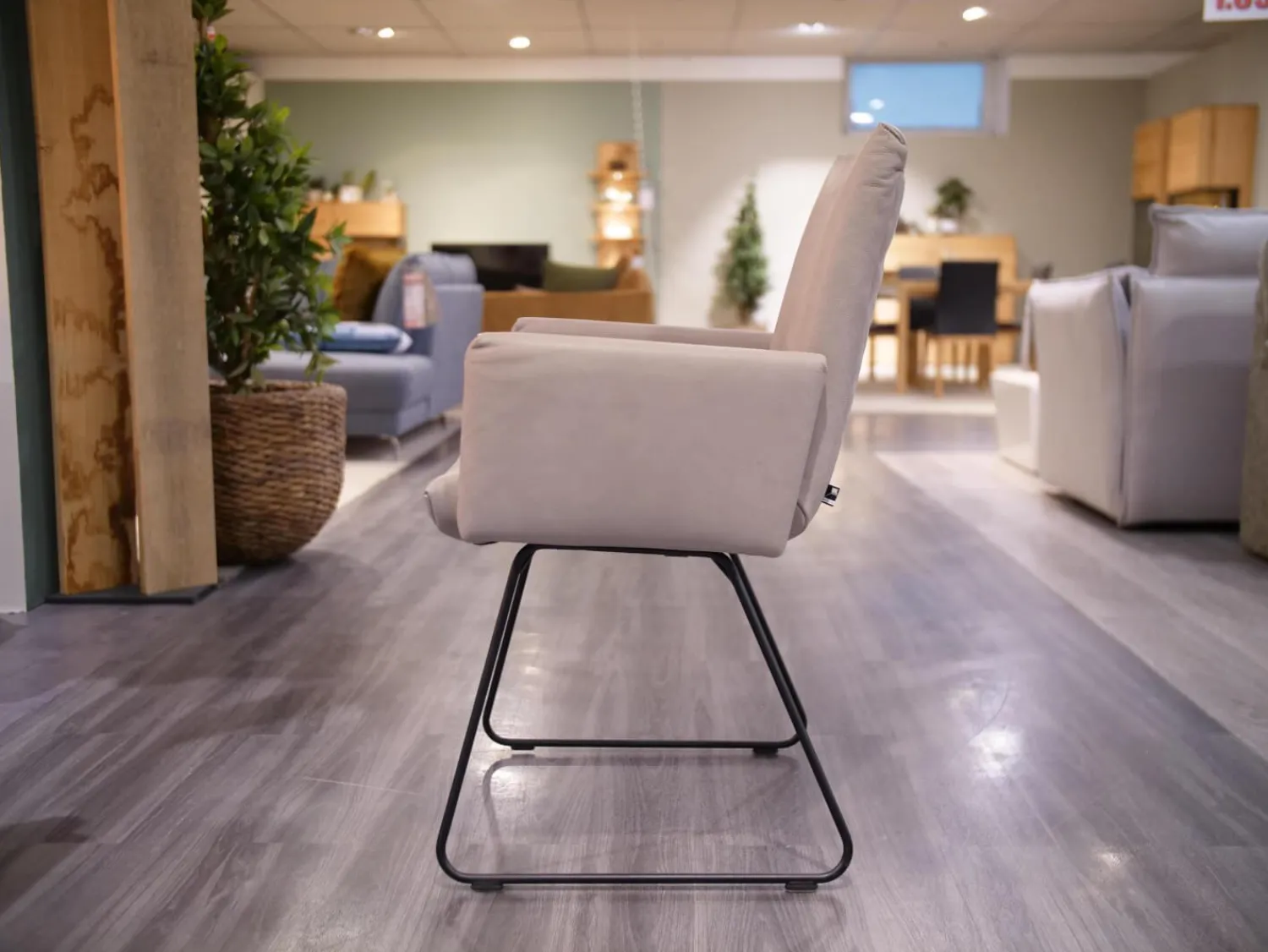 W. Schillig Stuhlsets|2er-Set Armlehnstuhl WK 790 Bezug Leder LK60 Steel Grau Schlittengestell Schwarz