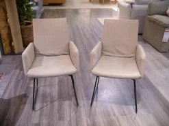 W. Schillig Stuhlsets|2er-Set Armlehnstuhl WK 790 Bezug Leder LK60 Steel Grau Schlittengestell Schwarz