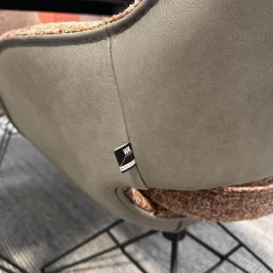 WK Wohnen Stuhlsets|6er-Set Armlehnstuhl WK 708 Stoff JAB A91062 Rosa Und Leder Granada Steel Grau Drehgestell Schwarz