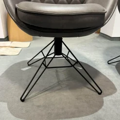 WK Wohnen Stuhlsets|6er-Set Armlehnstuhl WK 708 Stoff JAB A91062 Rosa Und Leder Granada Steel Grau Drehgestell Schwarz