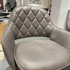 WK Wohnen Stuhlsets|6er-Set Armlehnstuhl WK 708 Stoff JAB A91062 Rosa Und Leder Granada Steel Grau Drehgestell Schwarz