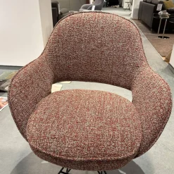 WK Wohnen Stuhlsets|6er-Set Armlehnstuhl WK 708 Stoff JAB A91062 Rosa Und Leder Granada Steel Grau Drehgestell Schwarz