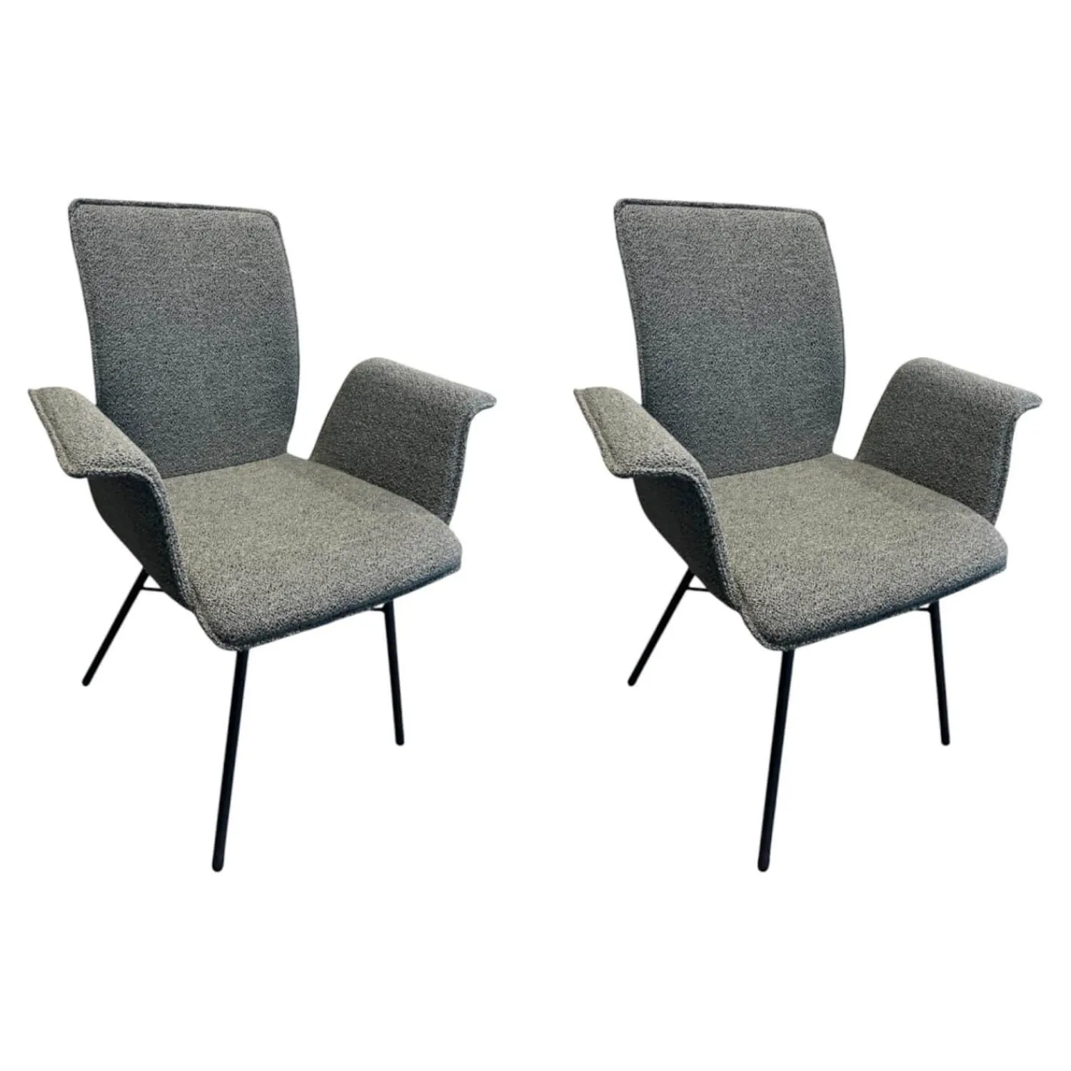 Raum.Freunde Stuhlsets|2er-Set Armlehnstuhl Yanis Stoff Alpine ALP203 Thyme Grau Gestell Anthrazit Schwarz