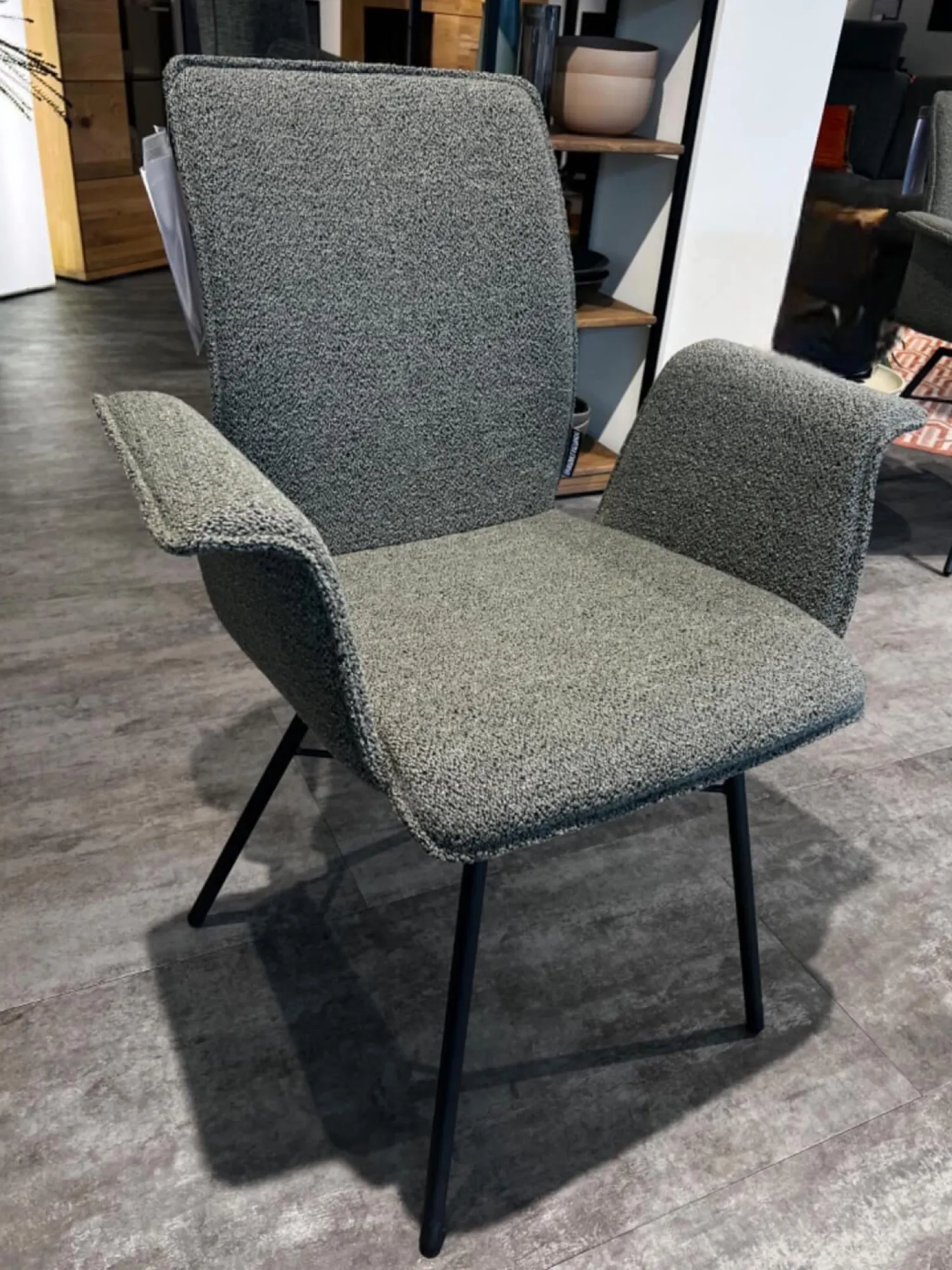 Raum.Freunde Stuhlsets|2er-Set Armlehnstuhl Yanis Stoff Alpine ALP203 Thyme Grau Gestell Anthrazit Schwarz