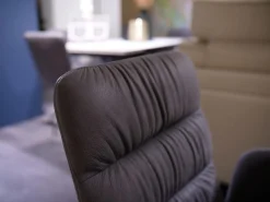 Bacher Stuhlsets|4er-Set Armstuhl Aiden Soft Leder Luna Steingrau Spinnenfuß Schwarz Mit Gleitern Und Drehmechanik