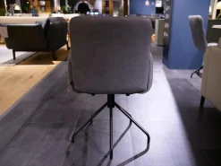 Bacher Stuhlsets|4er-Set Armstuhl Aiden Soft Leder Luna Steingrau Spinnenfuß Schwarz Mit Gleitern Und Drehmechanik