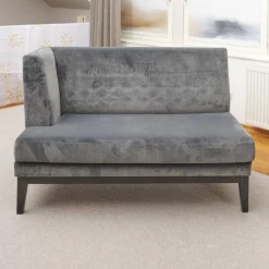 Bielefelder Werkstätten Bänke|2er-Set Bank Polo Dining Stoff City Velvet Reloaded Grau Gestell Esche Schwarz Gebeizt Mit Vorstellkissen