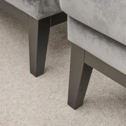 Bielefelder Werkstätten Bänke|2er-Set Bank Polo Dining Stoff City Velvet Reloaded Grau Gestell Esche Schwarz Gebeizt Mit Vorstellkissen