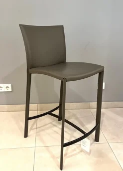 Draenert Barhocker & Barstühle|2er-Set Barhocker 2078 Nobile Kernleder Muscat Braun Naht Muscat Fußkreuz Schwarz