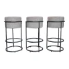 COR Barhocker & Barstühle|3er-Set Barhocker Drop Stoff 5018 Zement Ecru Grau Fuß Schwarz Pulverbeschichtet