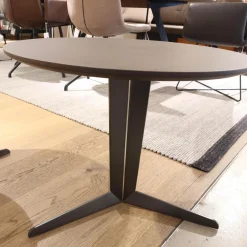 Molteni & C Beistelltische|2er-Set Beistelltisch Attico Runde Platte Holz Eukalyptus Gestell Zinnfarbig Und Mattiertes Messing