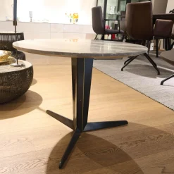 Molteni & C Beistelltische|2er-Set Beistelltisch Attico Runde Platte Holz Eukalyptus Gestell Zinnfarbig Und Mattiertes Messing