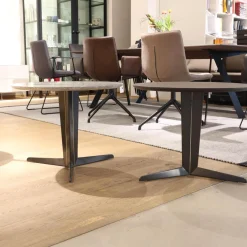 Molteni & C Beistelltische|2er-Set Beistelltisch Attico Runde Platte Holz Eukalyptus Gestell Zinnfarbig Und Mattiertes Messing